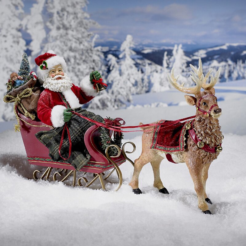 santa with reindeer figurine